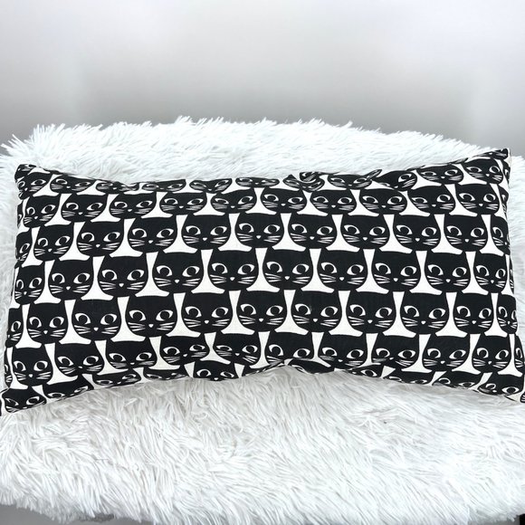 IKEA Mattram Cat Pillow Lumbar Support Black Cat Heads